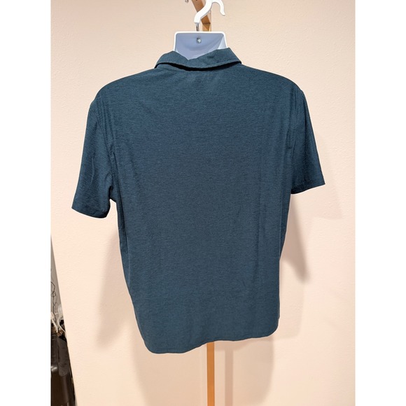 Vuori Mens Short Sleeve Polo Shirt Teal Heathered Older Vuori Logo Casual Size L - Picture 3 of 10
